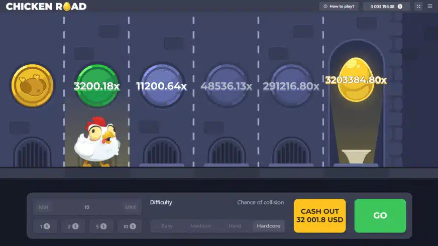 Demoversion av spelet Chicken Road.